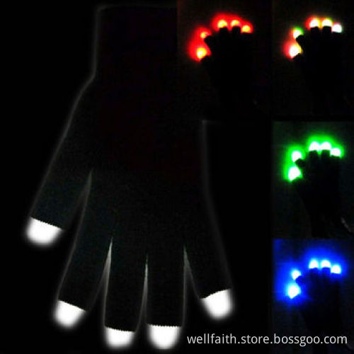 Flashing Gloves Glow 7 Mode LED Rave Light Finger Lighting MittNew
